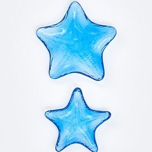 New 2‎ pc Starfish Blue Glass Dishes